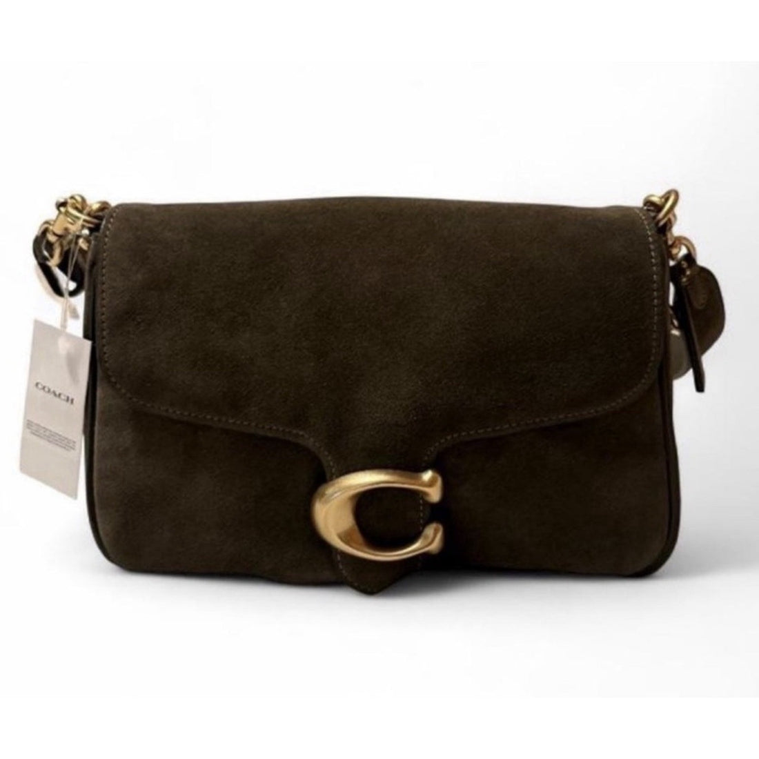 B16-006 Coach Soft Suede Tabby Shoulder Bag In Olive Brass NWT