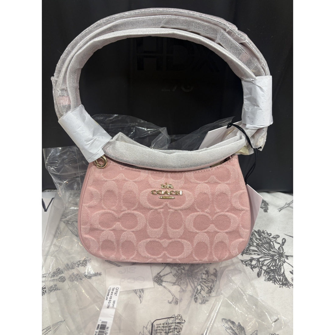 B16-009-Coach Mini Teri-Light Pink Signature Denim