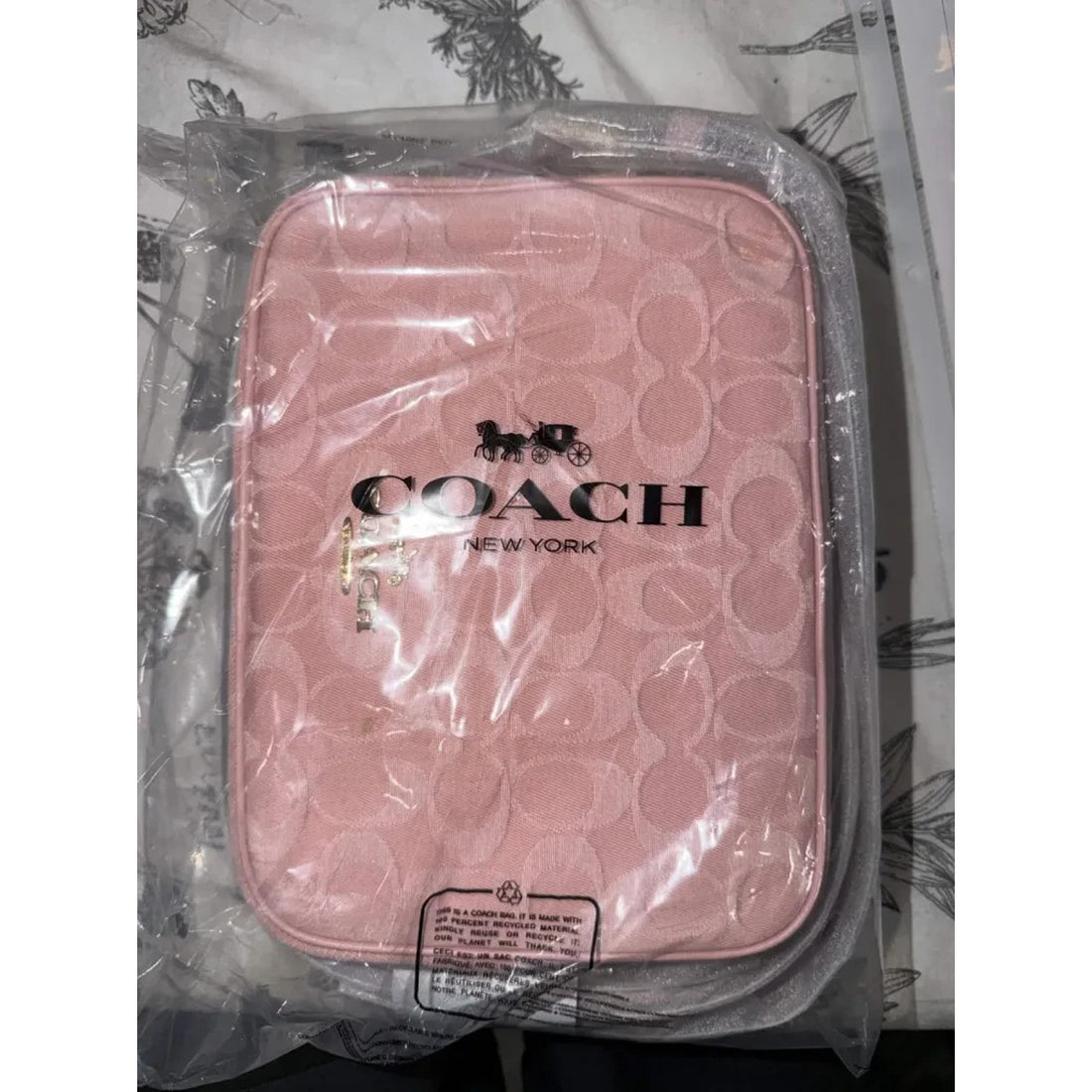 B5-013 NWT Coach CER69 Carey Bag in Signature Denim & Leather Light Pink