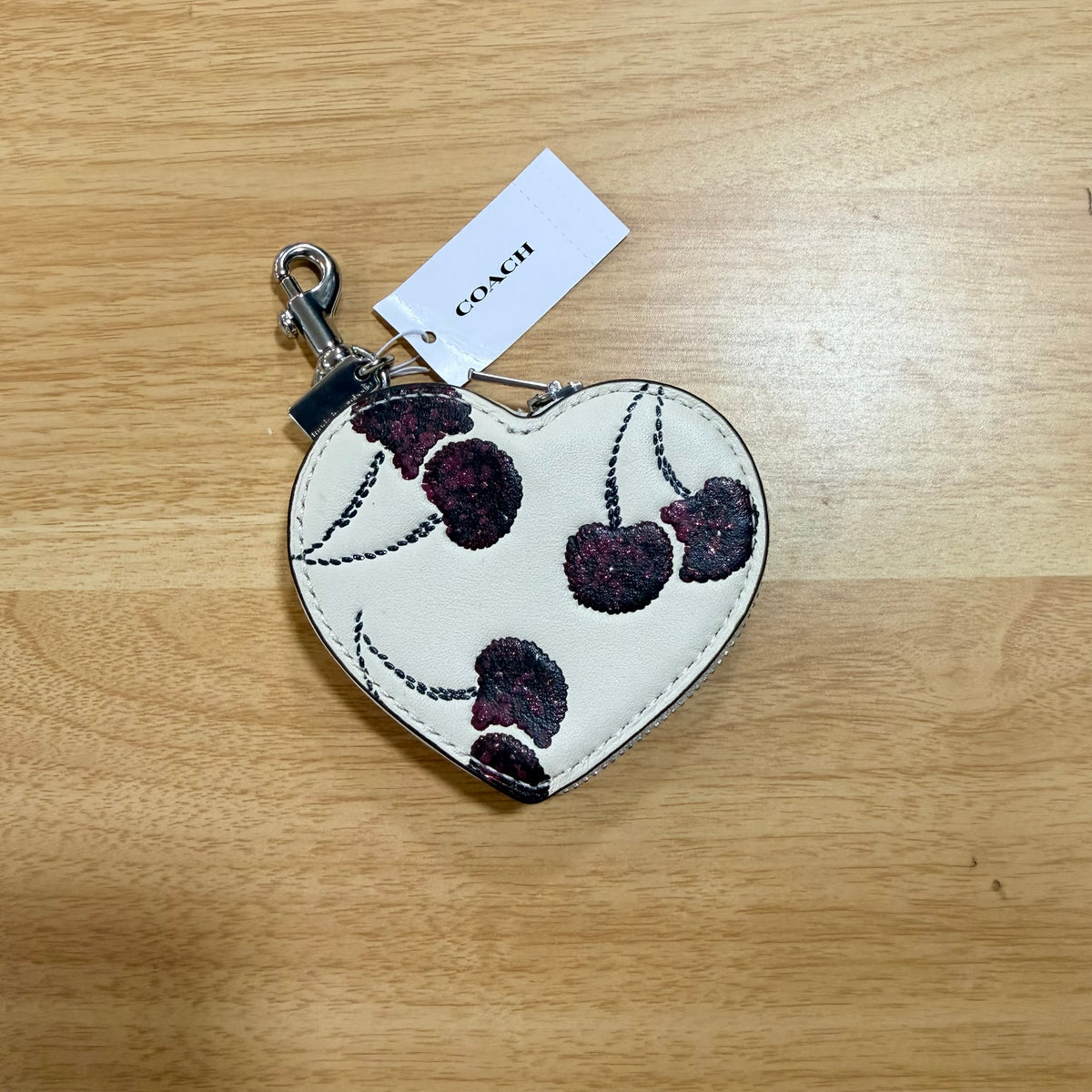 Coach heart cherry print bag charm CDB55 back