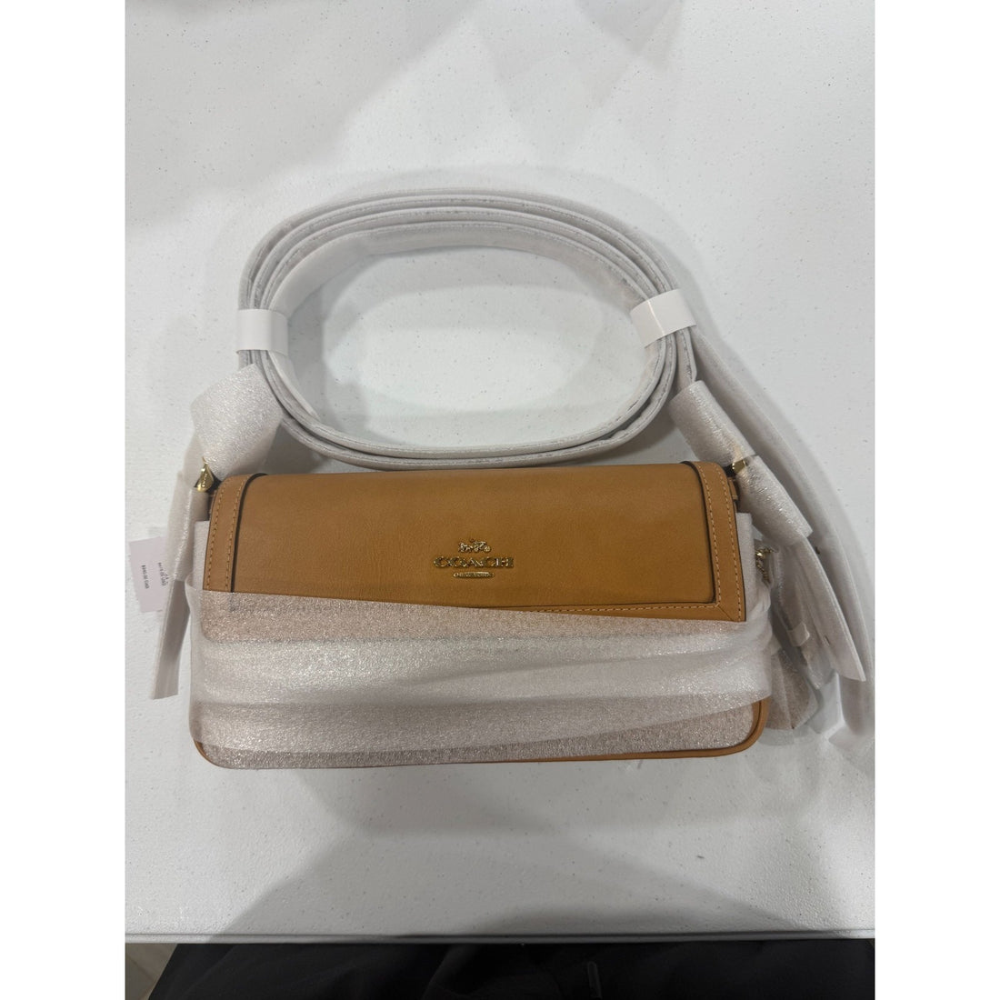 B4-010 NWT Coach Etta Small Flap Shoulder Bag CCV63 smooth leather/Gold/Brown