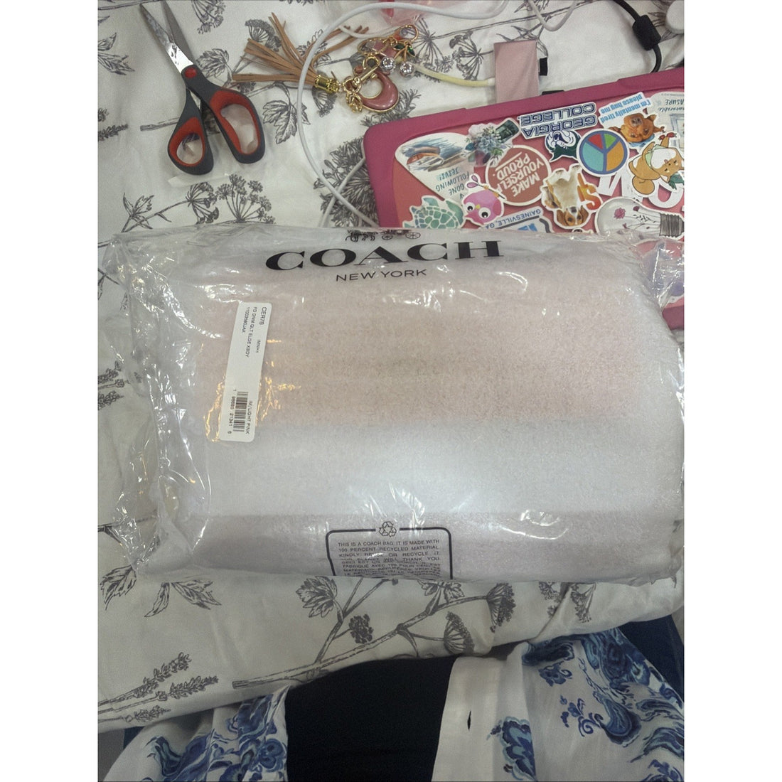 B2-014 Coach Elodie Pink Signature Denim CER78 NWT
