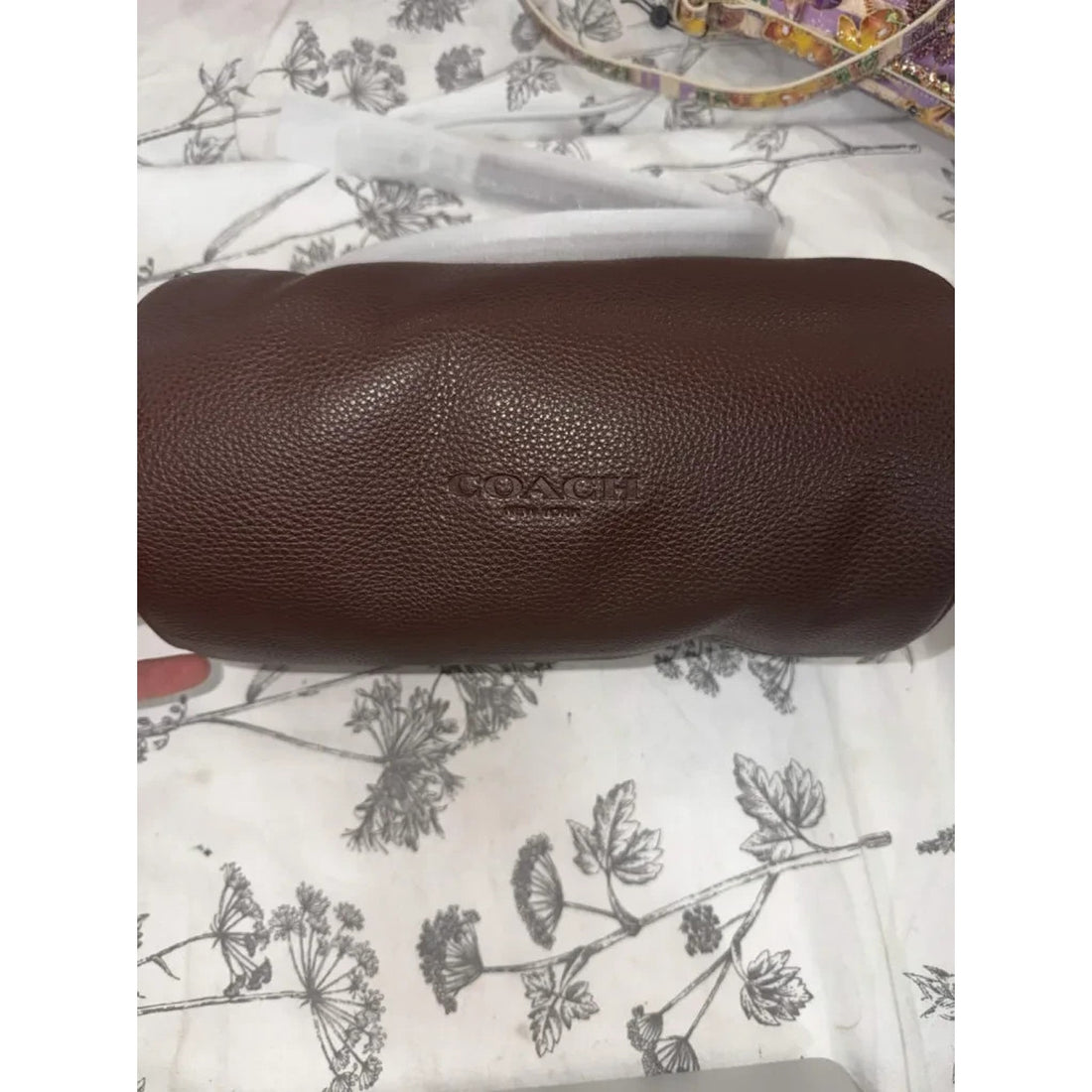 B9-005 NWT Coach Andre Barrel Bag 30 Silver/Maple Refined pebble leather CET20