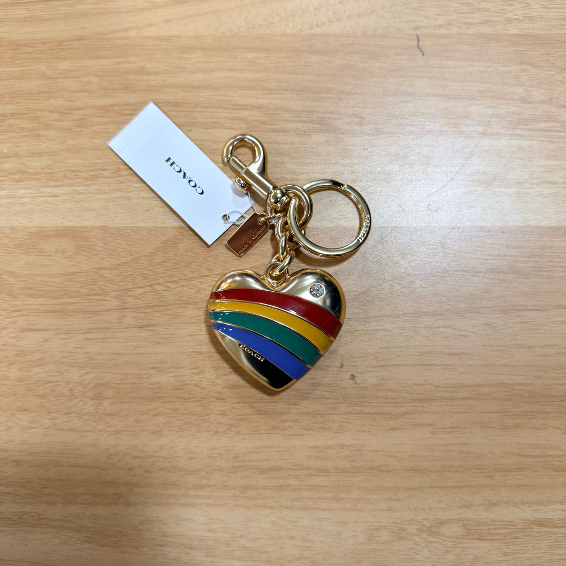Coach Rainbow Heart Bag Charm CAX71 stock photo