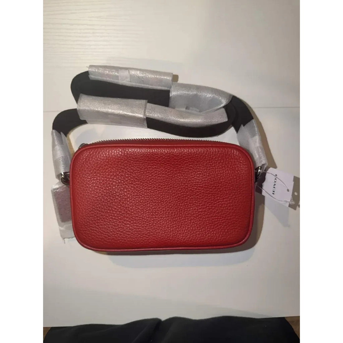 B7-016 NWT Coach Colton Crossbody Bag 19 Black Silver CET66 Pebble Leather