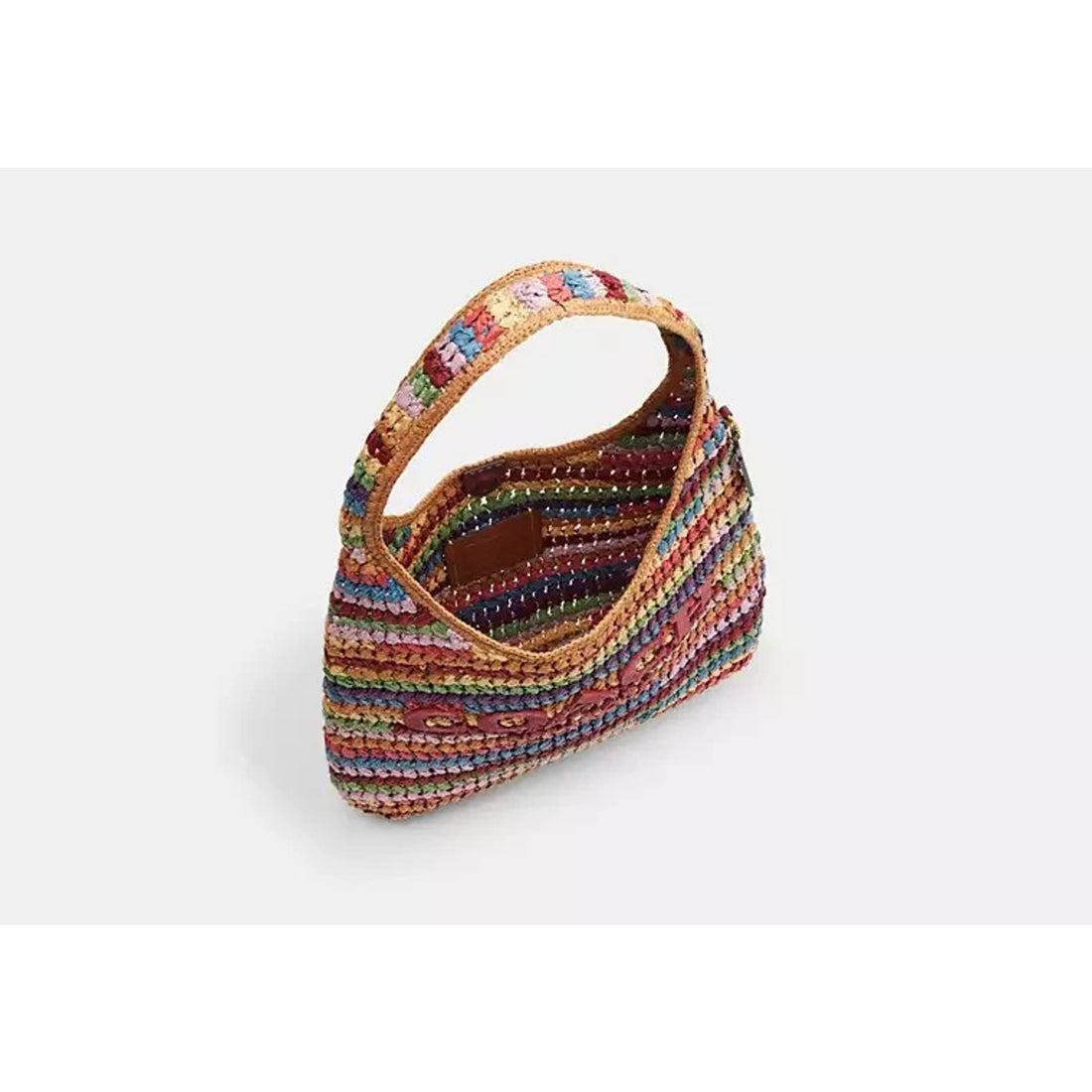 B3-011 NWT COACH Brooklyn 28 Multi Stripe Straw Shoulder Bag CDZ39