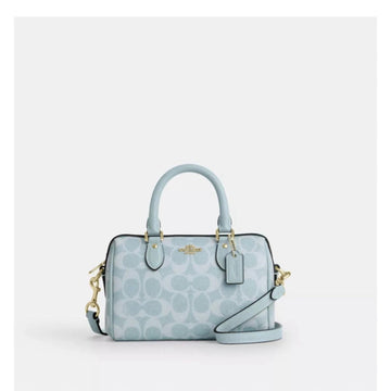 B2-15 Coach Mini Rowan Crossbody Bag In Signature Canvas/Gold/Light Blue CEY63