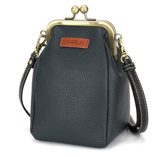 Kisslock Cellphone Crossbody - Blue Butterfly