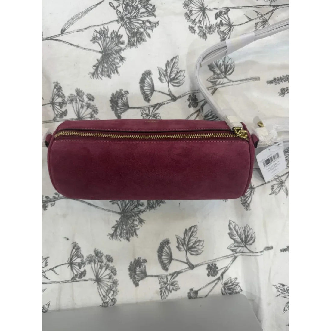 B9-001 NWT Coach Suede Barrel Bag CDY81 B4PGB Dark Fuchsia