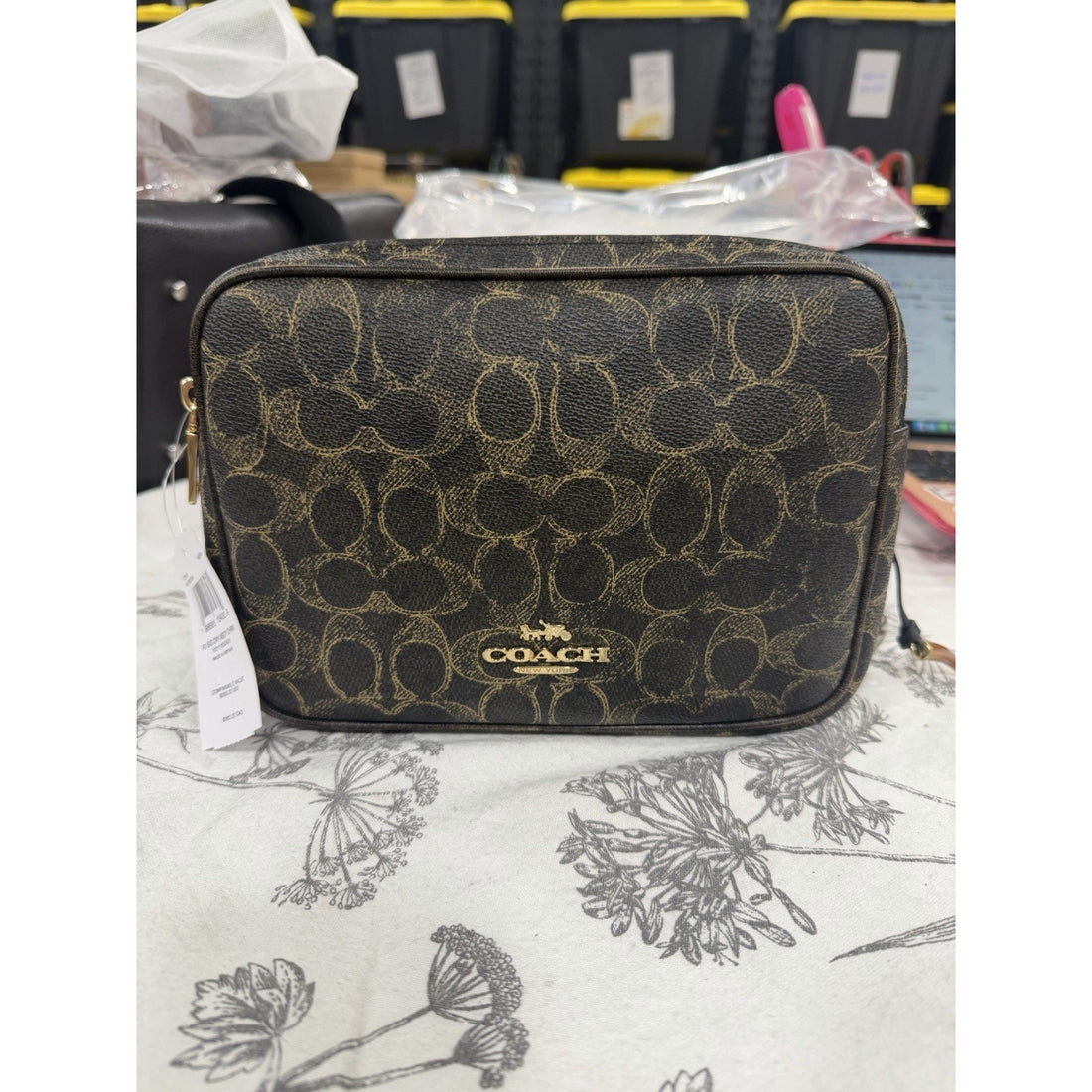 B1-003 Coach Carey Crossbody Bag Loved Signature Canvas Charms Brown CEK68 NWT