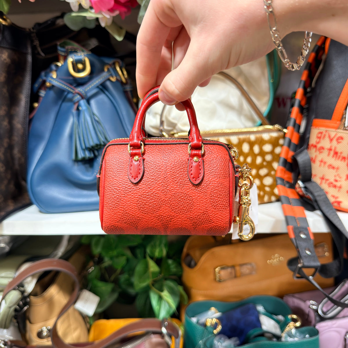 Coach mini Rowan bag charm red back