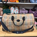 Vintage Burberrys Haymarket check Boston duffle bag front with shoulder strap
