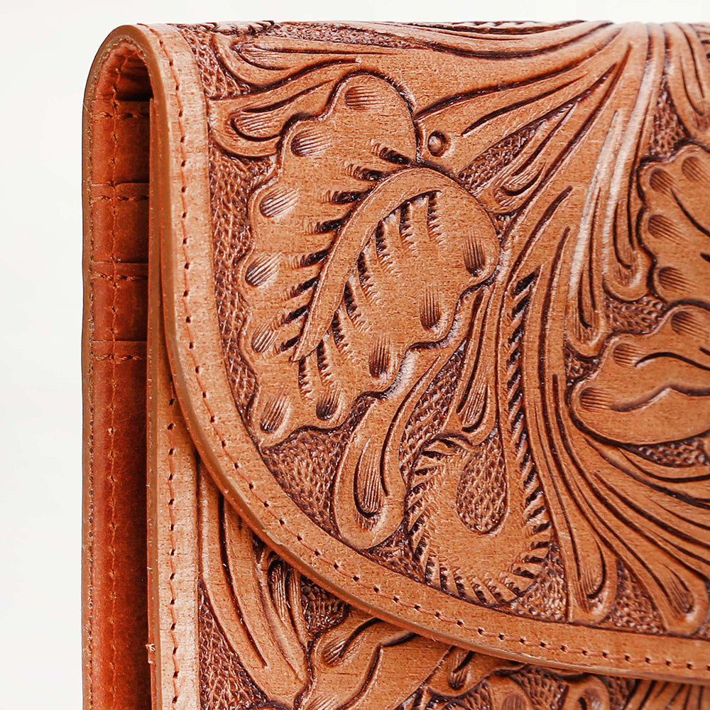 Loyal West Ladies Gloriana Floral Embossed Brown Western Wallet LW-SS25-090-LW