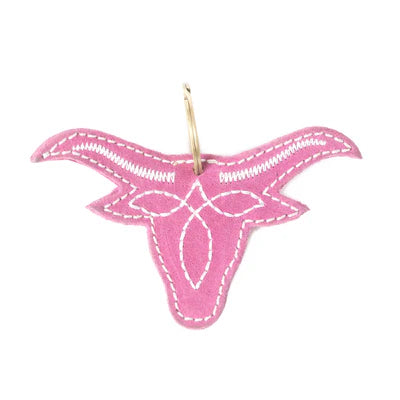 MA-11 Myra Longhorn Charm Leather Key Fob in Pink