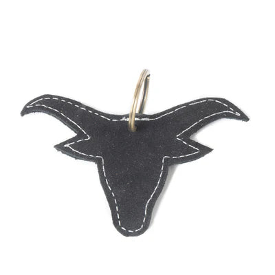 MA-10 Myra Longhorn Charm Leather Key Fob in Black