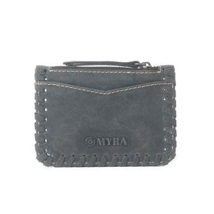 MA-03 Myra Leather Outlander Edge Western Embroidered Credit Card Holder in Ash Grey