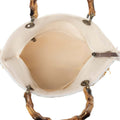 Interior view of Myra Sunset Creek Embroidered Small Bag in Coastal White showing spacious design and lining.