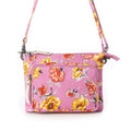 Myra Florabelle Crossbody Bag in Peach Summer with floral print in pink and yellow, perfect for summer outings.