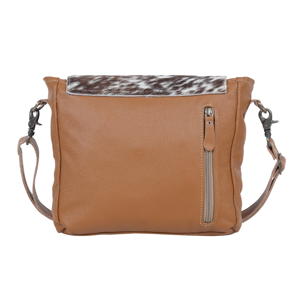 Myra Mangnifique Hairon Leather Crossbody Bag – Handtooled Flap, Concealed Carry Pocket & Adjustable Strap