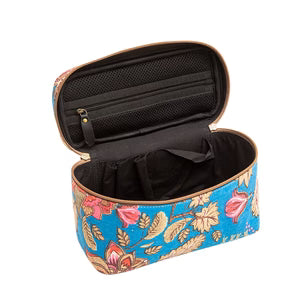 MA-06 Myra Floral Blue Cosmetic Case with Handle