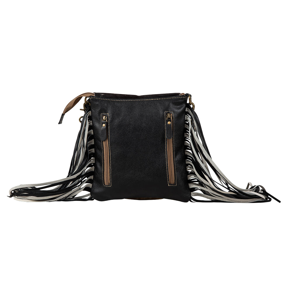 Myra Corral Tempo Leather Concealed Carry Sling - Fringed Hairon Crossbody Bag with Adjustable Strap for Rugged Touch