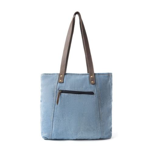 Myra Ashley Adventure Denim Leather Tote Bag - Multi-Compartment Western Bag with Sturdy Leather Handles for Easy Carry
