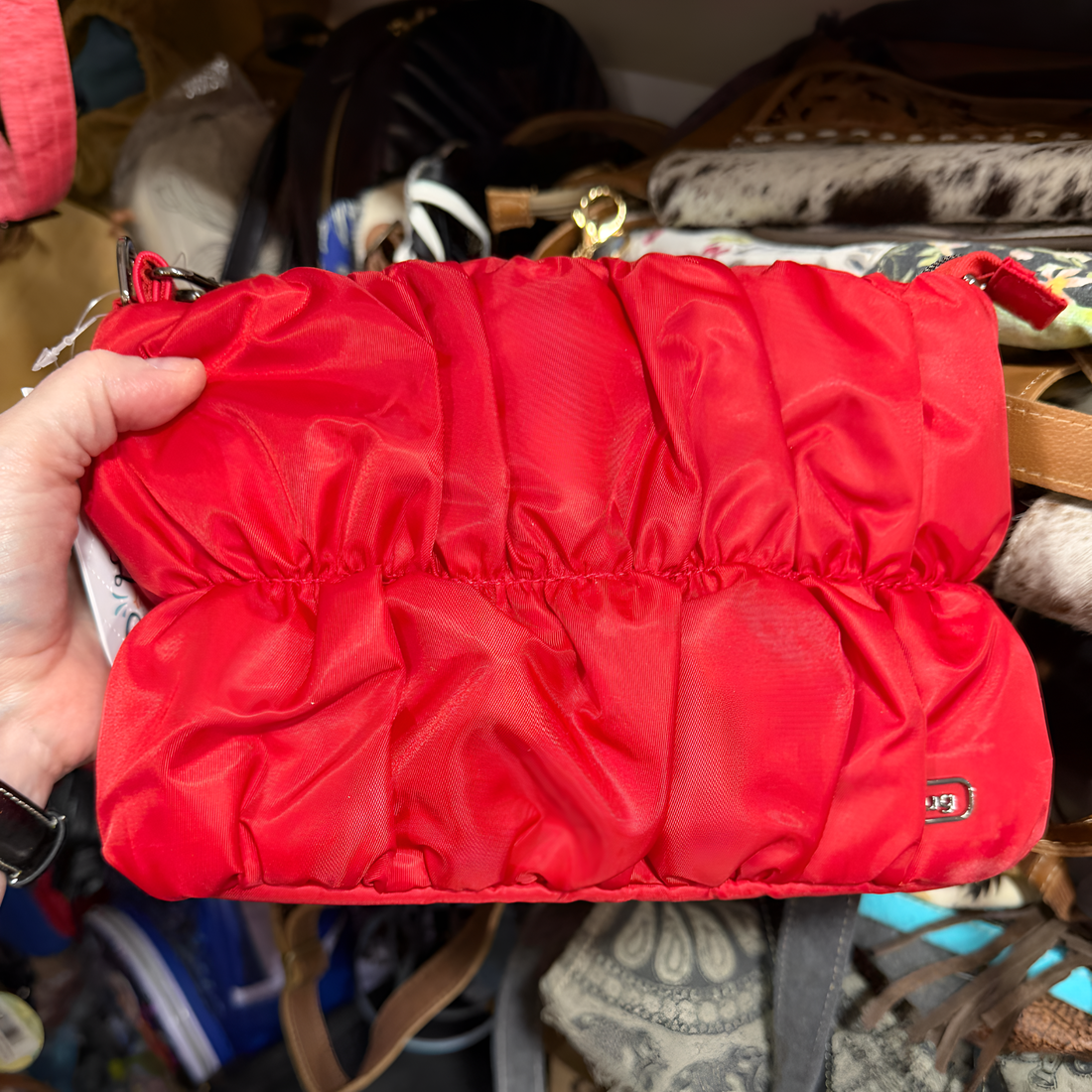 Flounce Ruched Crossbody Bag