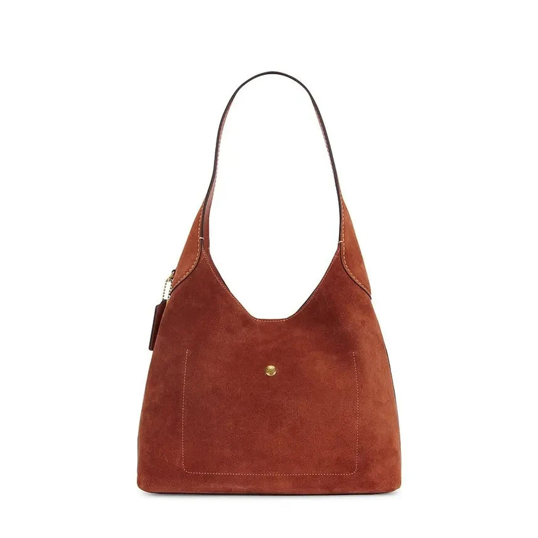 B4-003 NWT COACH Brooklyn Medium 28 Suede Shoulder Bag Clay Brass CW637