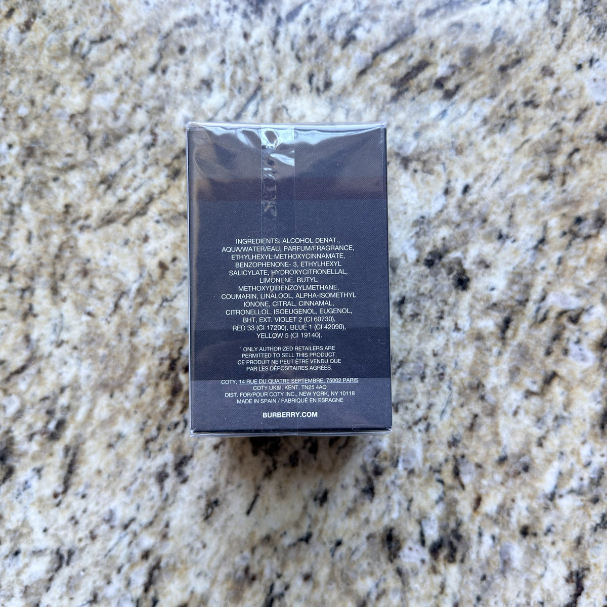 Burberry Touch for Men box back