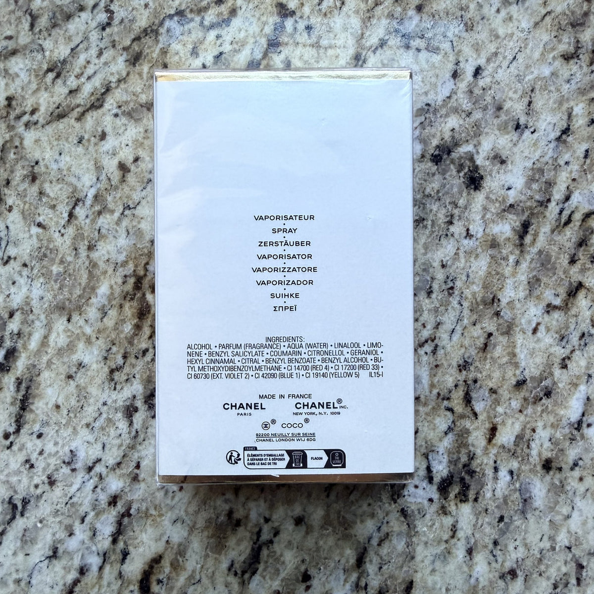 Chanel Coco Mademoiselle Intense box back