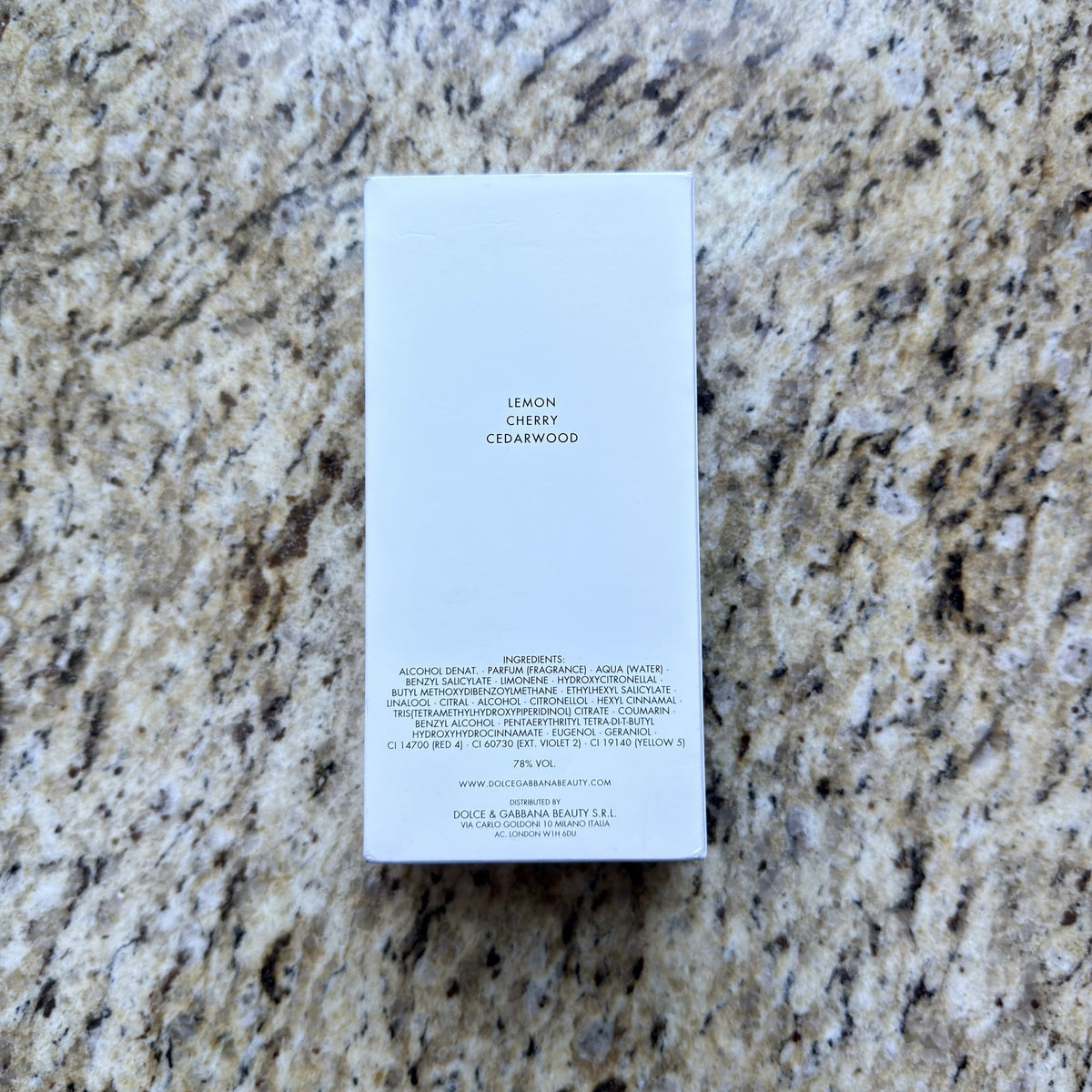 D&G Q tester box back with notes