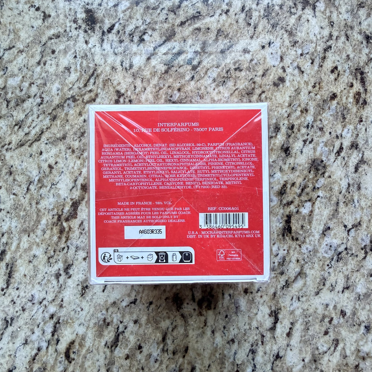 Coach Poppy box back with barcode