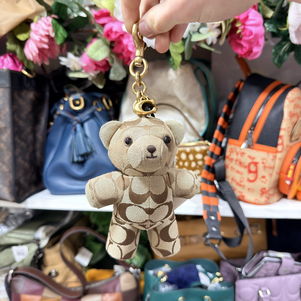 Coach bear bag charm front