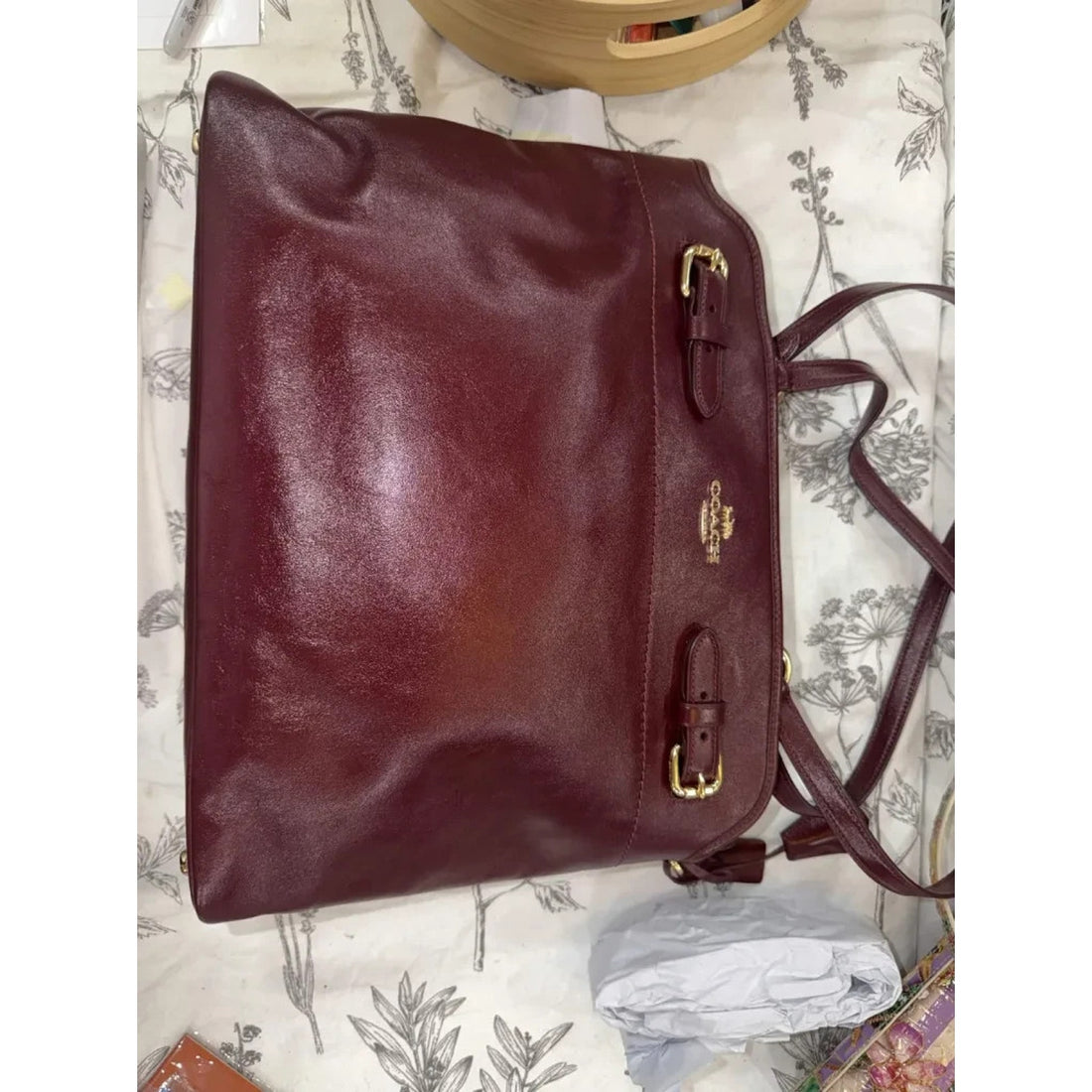 B7-010 NWT Coach Easton Tote Bag CCZ07 Dark Wine