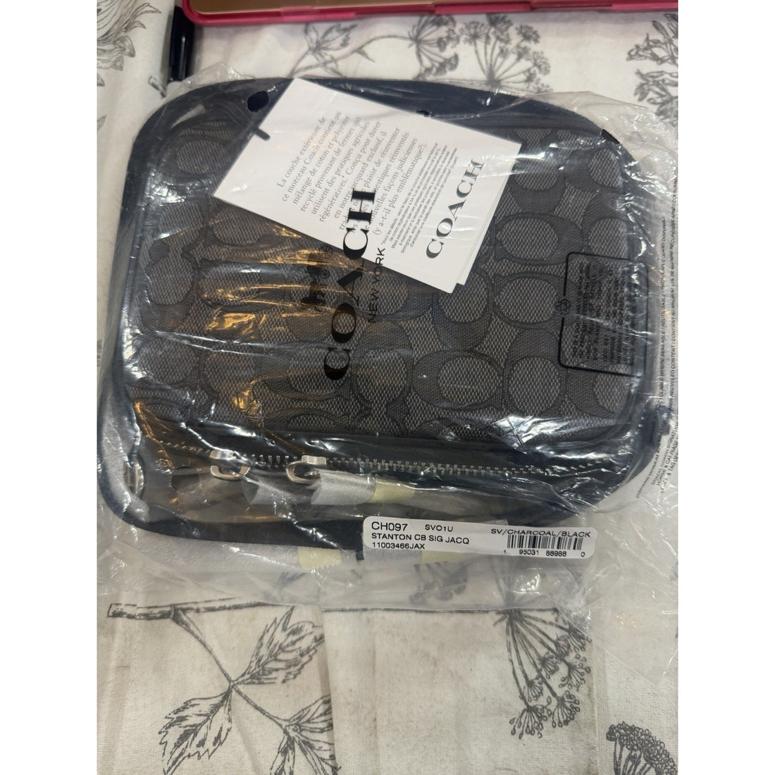B3-001 NWT COACH Stanton Crossbody Bag Signature Jacquard Charcoal/Black CH097