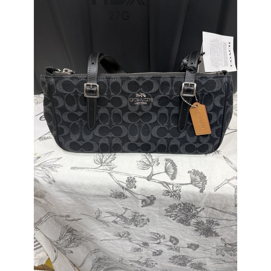 B16-02 NWT Coach Asher Black Signature Denim