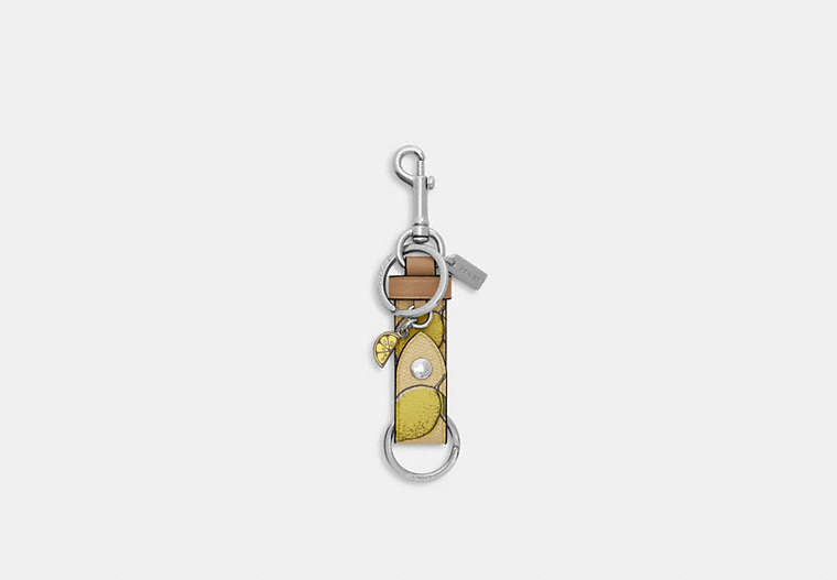 Coach Trigger Snap Bag Charm Key Fob Lemon Print CAO47 official photo