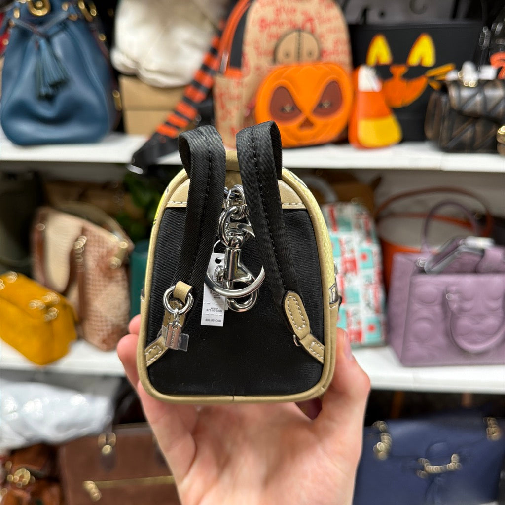 Coach Mini Court Backpack Bag Charm Lemon Print CAP03 back with straps and tag