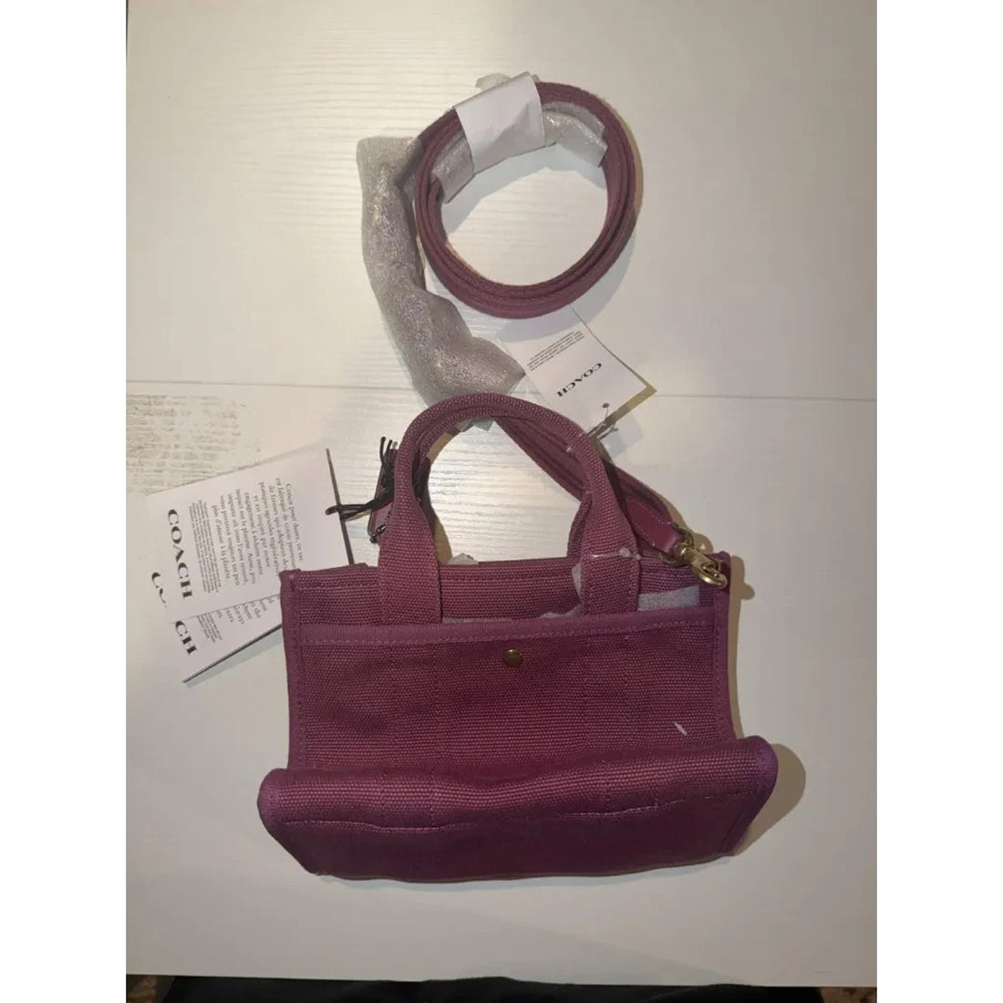 B7-002 NWT COACH Cargo Tote Bag 20 Crossbody In Canvas/Gold/Pink CZ098