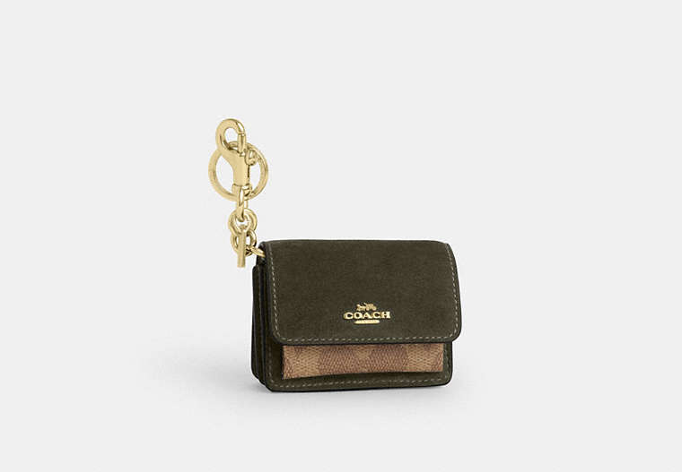 Coach Klare Bag Charm CCE81 army green suede stock photo