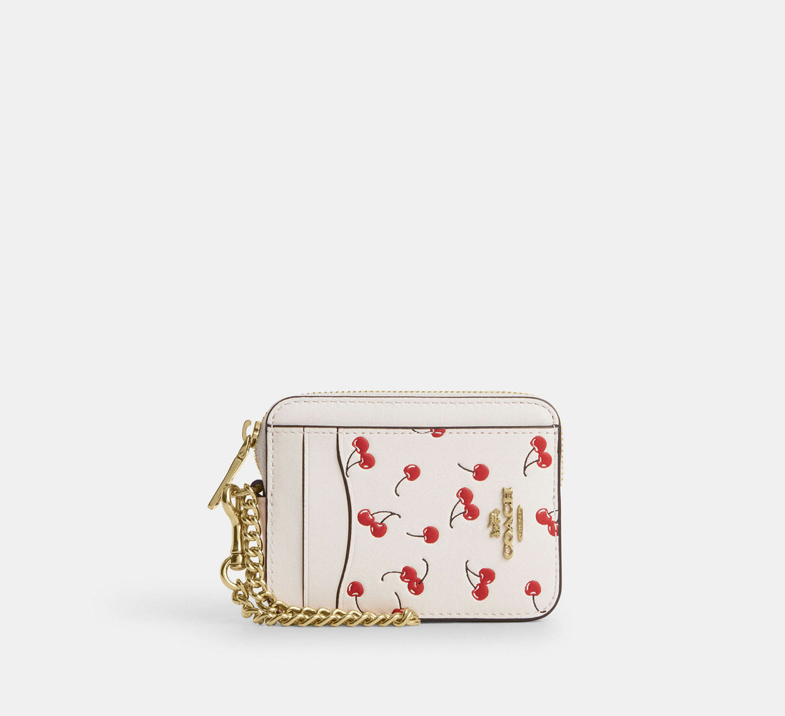 Coach CFA38 Zip Card Case with Cherry Print