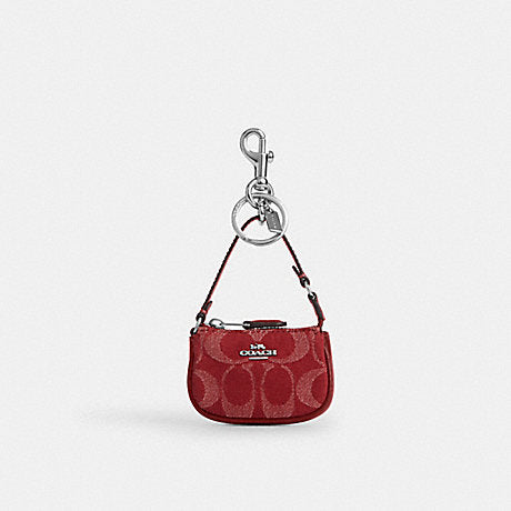 NWT Coach Nolita Bag Charm Signature Denim Silver True Red CDB23