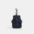Coach Mini Warner Backpack Bag Charm In Signature Canvas CBK66 Gunmetal Denim Midnight Navy stock photo