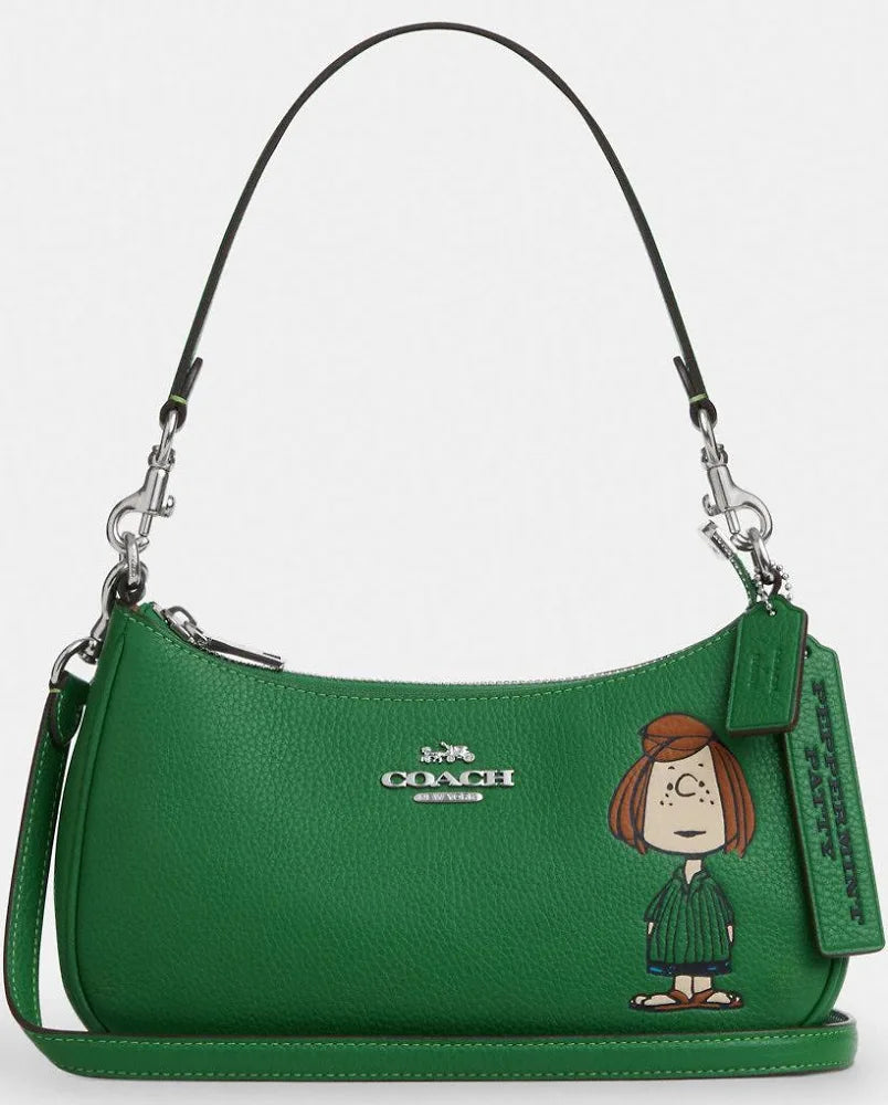 COACH Peanuts Teri Peppermint Patty Kelly Green shoulder bag