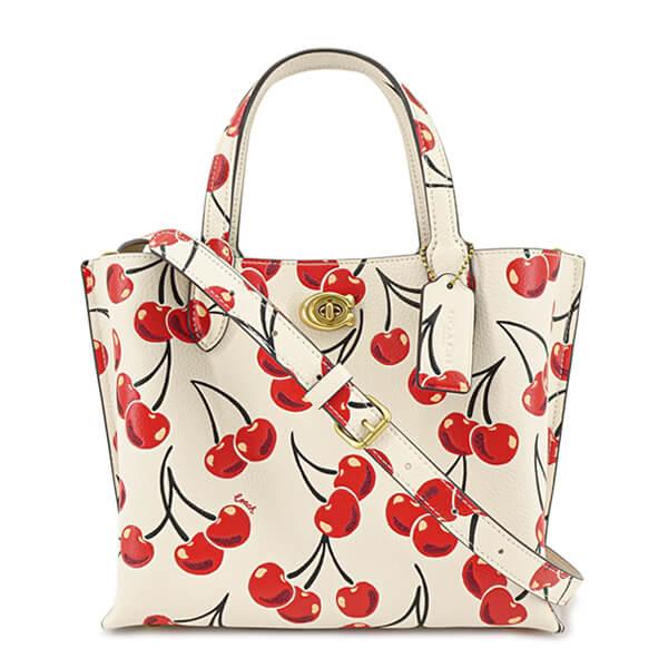 Coach Willow Tote 24 With Cherry Print CA111 stock photo