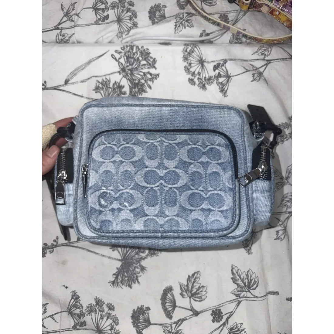 B9-006 NWT Coach Fletcher Crossbody Bag in Loved Signature Denim CEA06