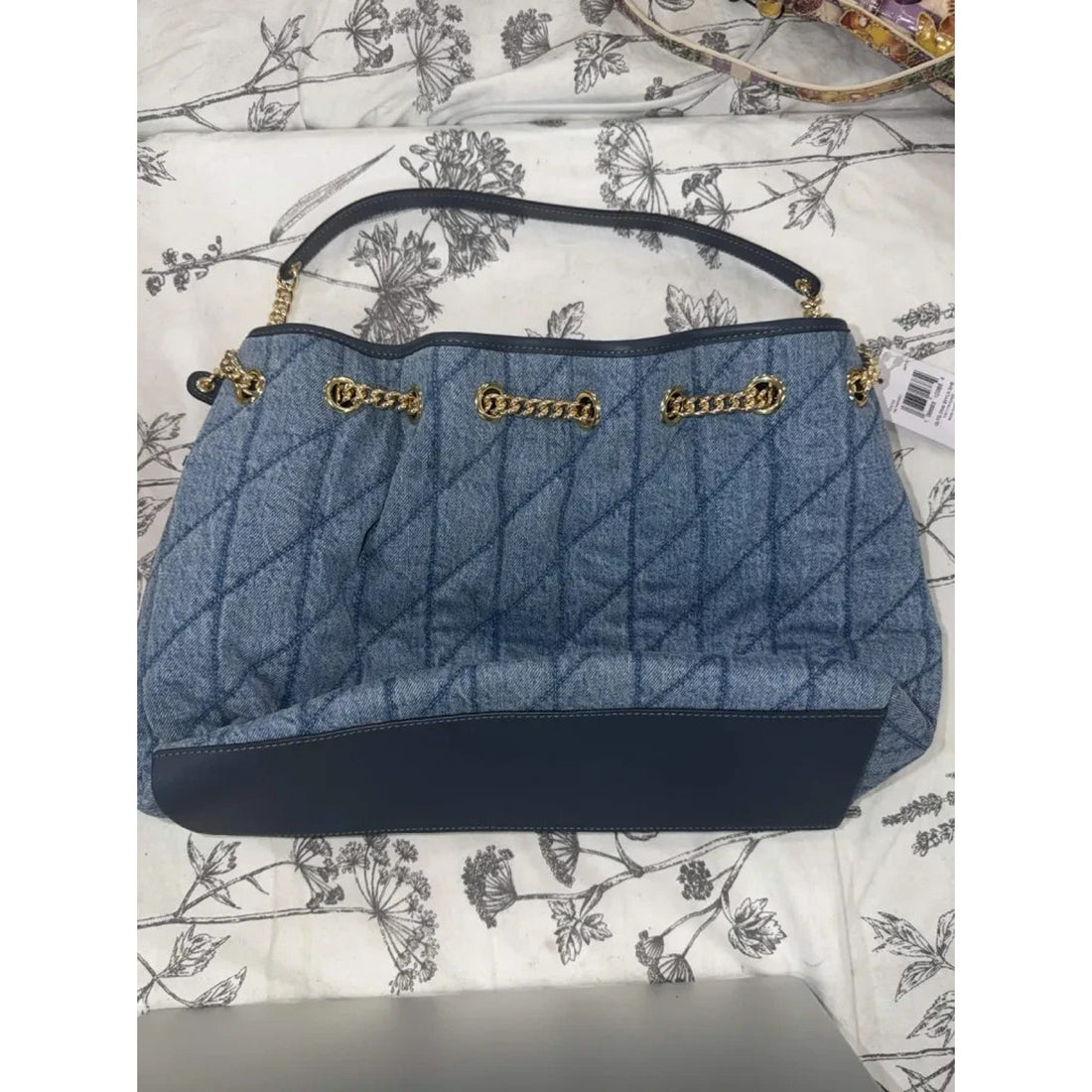 B9-008 NWT Coach Evelyn Large Shoulder Bag Denim CDC01 Indigo