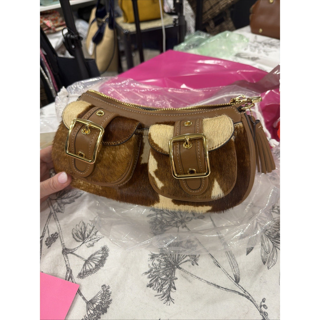 B2-002 NWT Coach Ashton Bag With Cow Print CDW47 cow printed haircalf