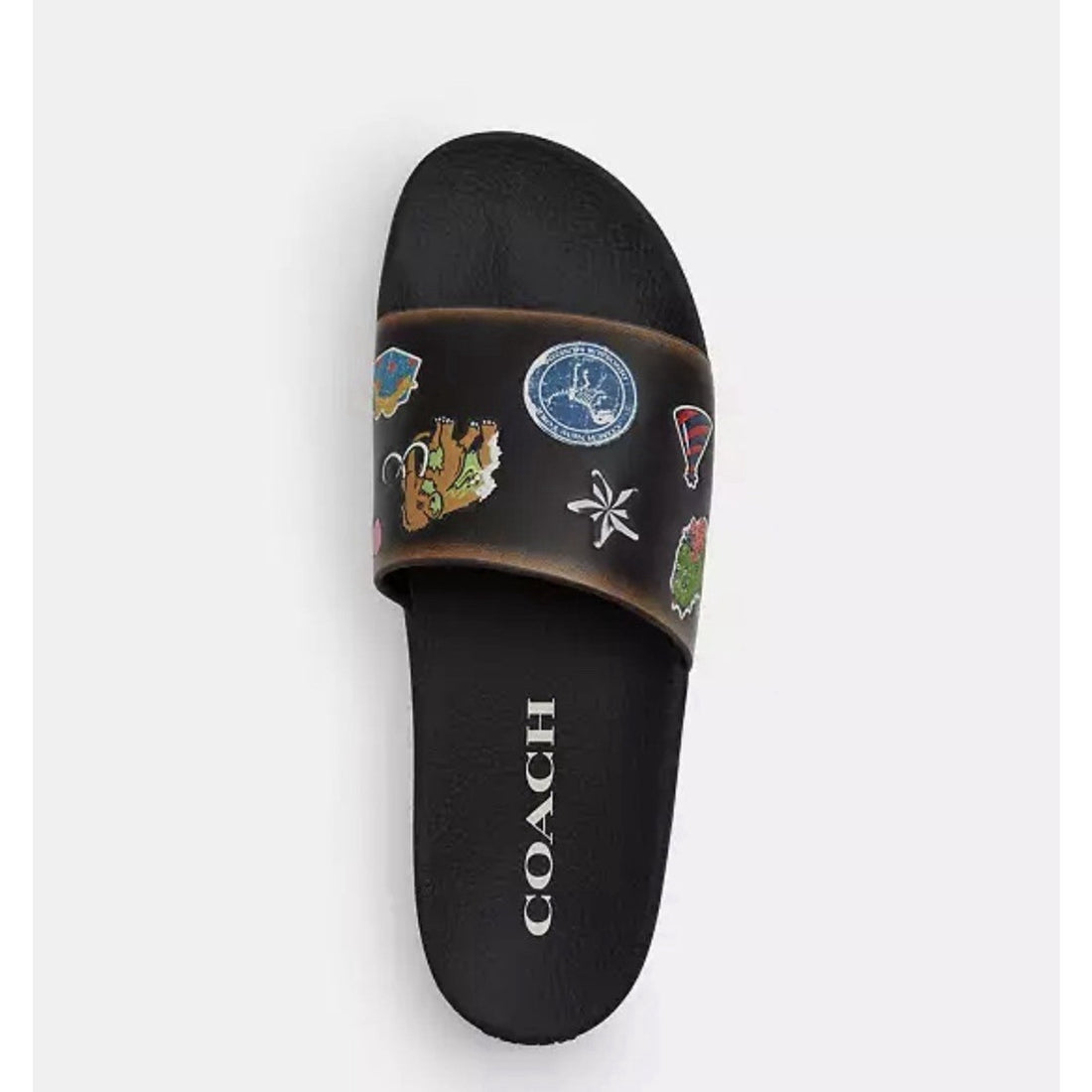 B2-001 COACH Rexy 10th Birthday Pool Slides With Sticker Print NWT