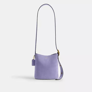 B1-001 Coach Bleecker Bucket Bag 21 Crossbody in Suede Violet Mist CCW84 + Pouch